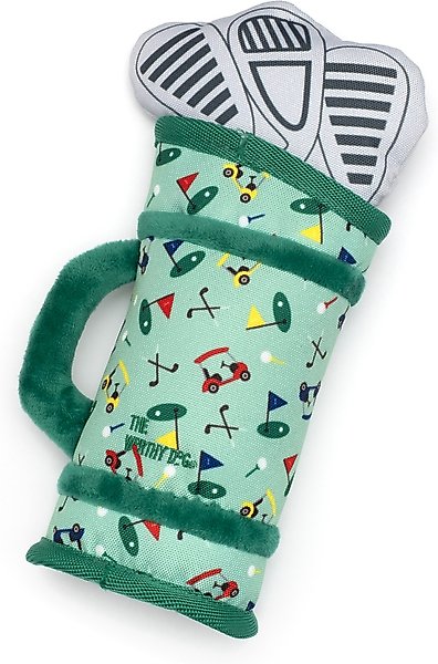 The Worthy Dog Golf Bag Squeaky Plush Dog Toy, Green