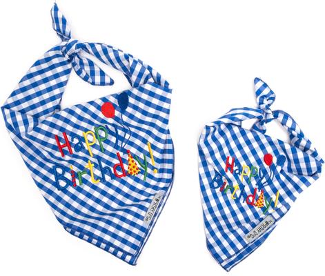 Show full view: The Worthy Dog Happy Birthday Dog Bandana, Blue, Large slide 4 of 5
