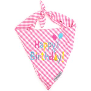 The Worthy Dog Happy Birthday Dog Bandana, Pink, Small