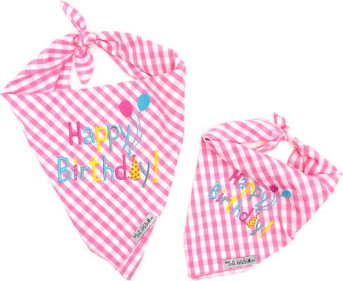 Show full view: The Worthy Dog Happy Birthday Dog Bandana, Pink, Small slide 3 of 4