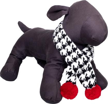 Show full view: The Worthy Dog Houndstooth Dog Sweater & Scarf Set, Black/White/Red, Small slide 3 of 5