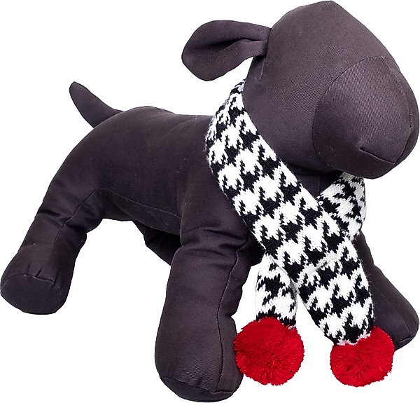 Show full view: The Worthy Dog Houndstooth Dog Sweater & Scarf Set, Black/White/Red, XX-Large slide 3 of 5