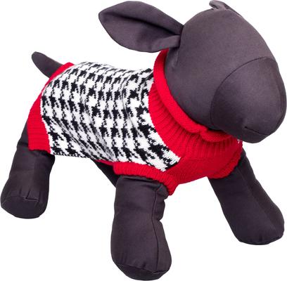 Show full view: The Worthy Dog Houndstooth Dog Sweater & Scarf Set, Black/White/Red, XX-Large slide 2 of 5
