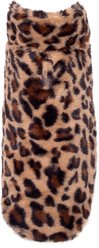 The Worthy Dog Leopard Faux Fur Dog Coat, Brown, Large
