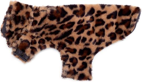 Show full view: The Worthy Dog Leopard Faux Fur Dog Coat, Brown, Small slide 4 of 4