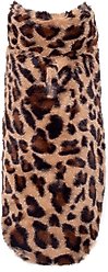 The Worthy Dog Leopard Faux Fur Dog Coat, Brown, X-Large