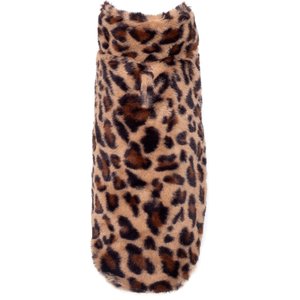 The Worthy Dog Leopard Faux Fur Dog Coat, Brown, X-Small