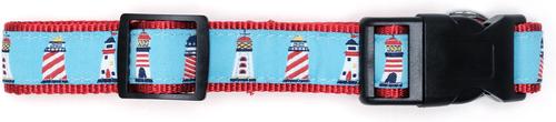 Show full view: The Worthy Dog Lighthouses Dog Collar, Blue, Large: 14 to 20-in neck, 1-in wide slide 2 of 6
