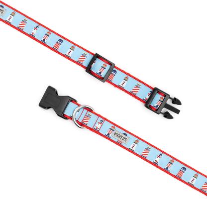 Show full view: The Worthy Dog Lighthouses Dog Collar, Blue, Small: 8 to 14-in neck, 5/8-in wide slide 5 of 7