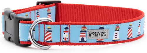 Show full view: The Worthy Dog Lighthouses Dog Collar, Blue, X-Large: 17 to 23-in neck, 1-in wide slide 3 of 6