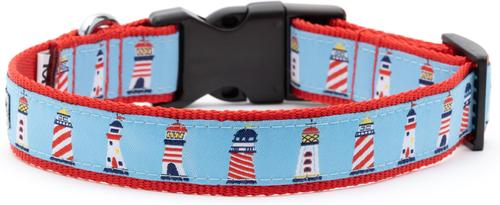 Show full view: The Worthy Dog Lighthouses Dog Collar, Blue, X-Small: 5 to 11-in neck, 1/2-in wide slide 5 of 6