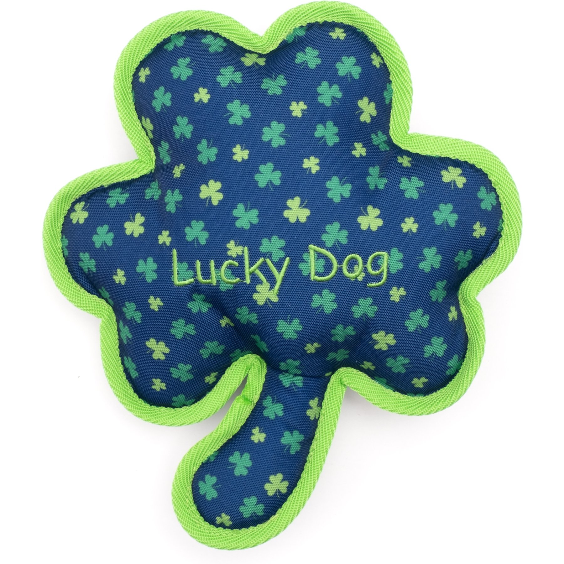 The Worthy Dog Lucky Squeaky Plush Dog Toy, Green, Large