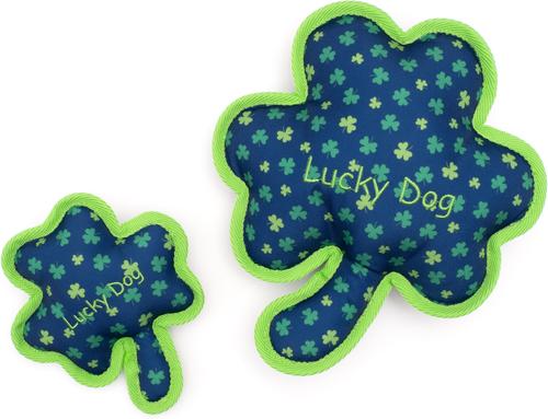 Show full view: The Worthy Dog Lucky Squeaky Plush Dog Toy, Green, Large slide 2 of 3