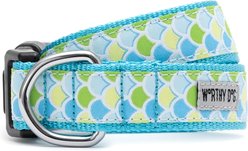 The Worthy Dog Mermaid Dog Collar, Blue, Medium: 11 to 17-in neck, 1-in wide