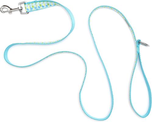 Show full view: The Worthy Dog Mermaid Lead Dog Leash, Blue, Small: 5-ft long, 5/8-in wide slide 3 of 4