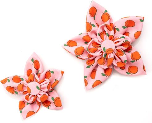 Show full view: The Worthy Dog Peachy Keen Flower Dog Collar Accessory, Peach, Large slide 2 of 3