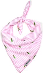 The Worthy Dog Pink Stripe Alligator Dog Bandana, Pink, Small