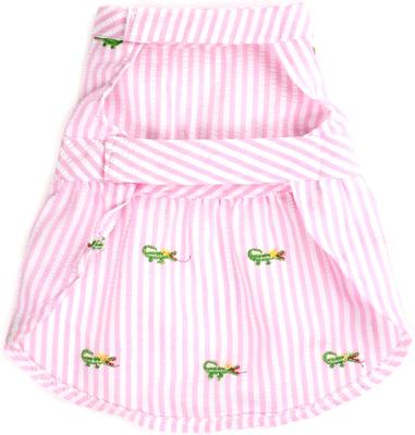 Show full view: The Worthy Dog Pink Stripe Alligator Dog Dress, Pink/White, X-Large slide 2 of 4