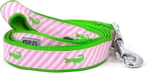 Show full view: The Worthy Dog Pink Stripe Alligator Lead Dog Leash, Pink, Large: 5-ft long, 1-in wide slide 1 of 5