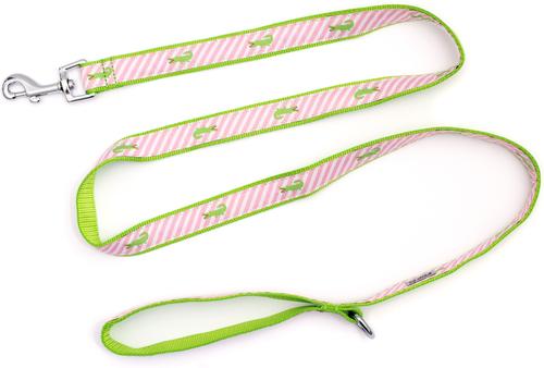 Show full view: The Worthy Dog Pink Stripe Alligator Lead Dog Leash, Pink, Large: 5-ft long, 1-in wide slide 3 of 5