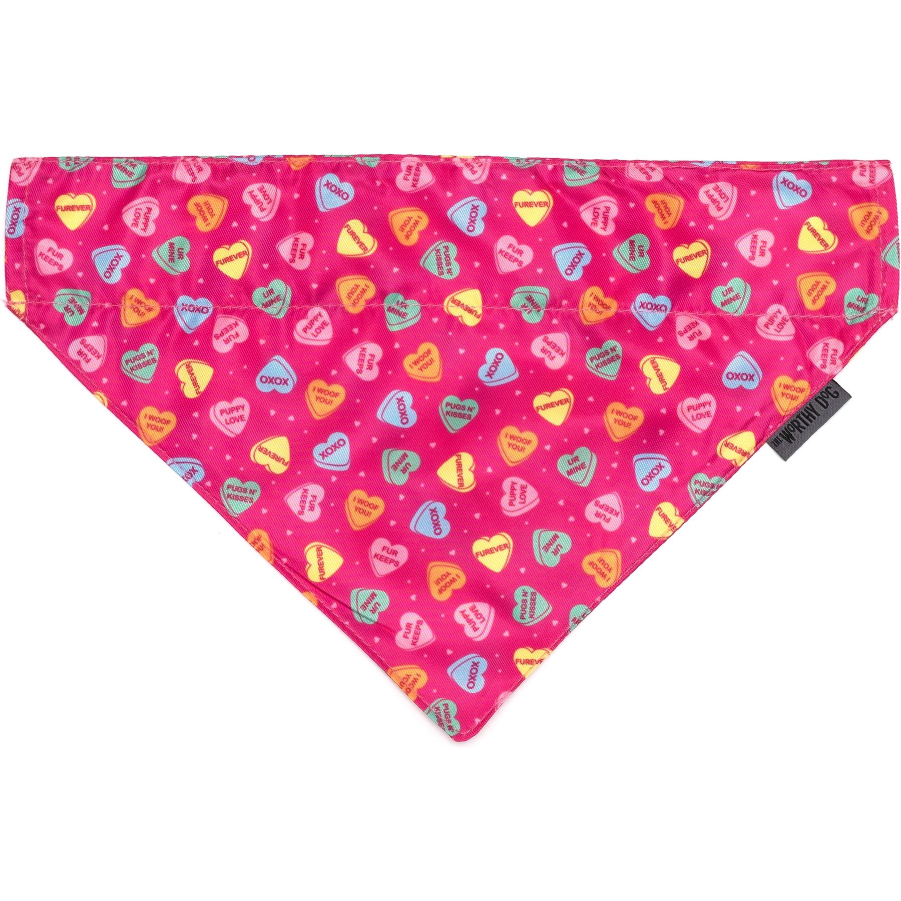 The Worthy Dog Valentine's Day Puppy Love Dog Bandana, Pink, Small