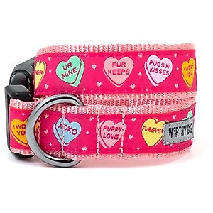 The Worthy Dog Puppy Love Dog Collar, Pink, Medium: 11 to 17-in neck, 1-in wide