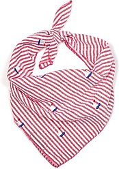 The Worthy Dog Red Stripe Sailboat Dog Bandana, Red/White, Large