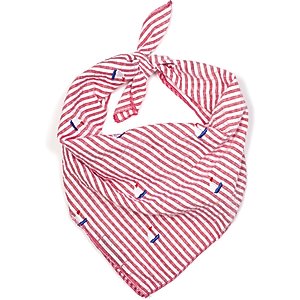 The Worthy Dog Red Stripe Sailboat Dog Bandana, Red/White, Large