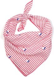 The Worthy Dog Red Stripe Sailboat Dog Bandana, Red/White, Small