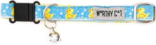 Show full view: The Worthy Dog Rubber Duck Cat Collar, Blue, One Size: 9 to 11-in neck, 1/2-in wide slide 2 of 3