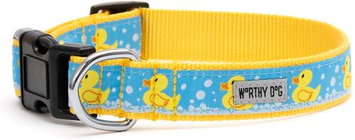 Show full view: The Worthy Dog Rubber Duck Dog Collar, Blue, X-Small: 5 to 11-in neck, 1/2-in wide slide 2 of 4