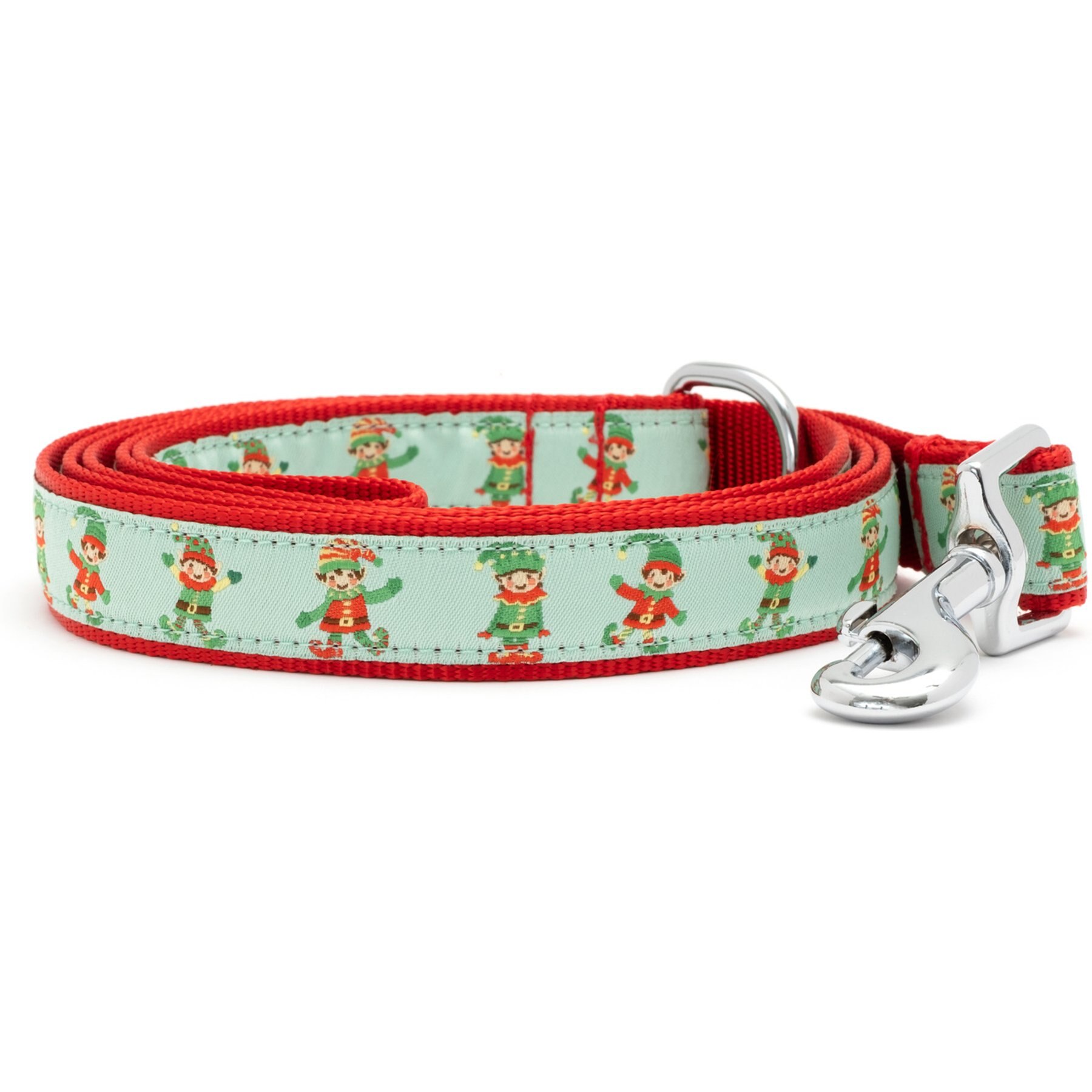 The Worthy Dog Santa's Lil' Elfer Lead Standard Dog Leash, Green, Large: 5-ft long, 1-in wide