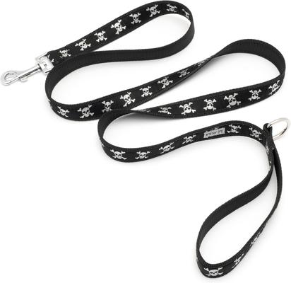 Show full view: The Worthy Dog Skull & Crossbones Lead Standard Dog Leash, Black, Large: 5-ft long, 1-in wide slide 3 of 3
