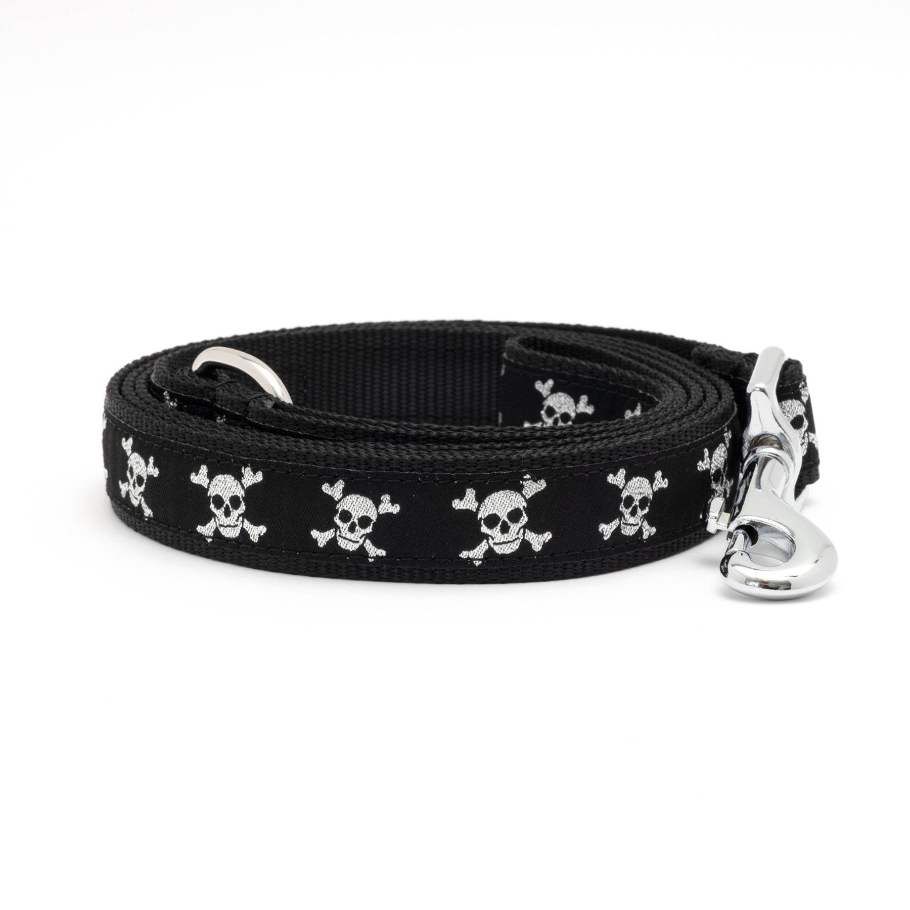The Worthy Dog Skull & Crossbones Lead Standard Dog Leash, Black, Large: 5-ft long, 1-in wide