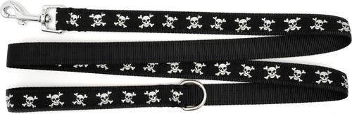 Show full view: The Worthy Dog Skull & Crossbones Lead Standard Dog Leash, Black, Large: 5-ft long, 1-in wide slide 2 of 3