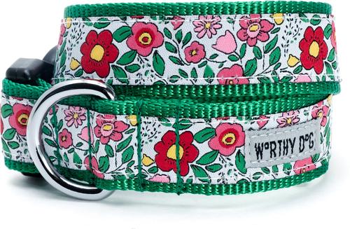 Show full view: The Worthy Dog Spring Garden Dog Collar, Coral, Large: 14 to 20-in neck, 1-in wide slide 1 of 8