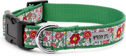 Show full view: The Worthy Dog Spring Garden Dog Collar, Coral, Small: 8 to 14-in neck, 5/8-in wide slide 4 of 7
