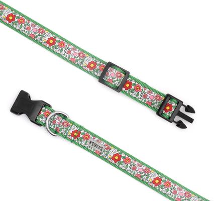 Show full view: The Worthy Dog Spring Garden Dog Collar, Coral, X-Large: 17 to 23-in neck, 1-in wide slide 3 of 7