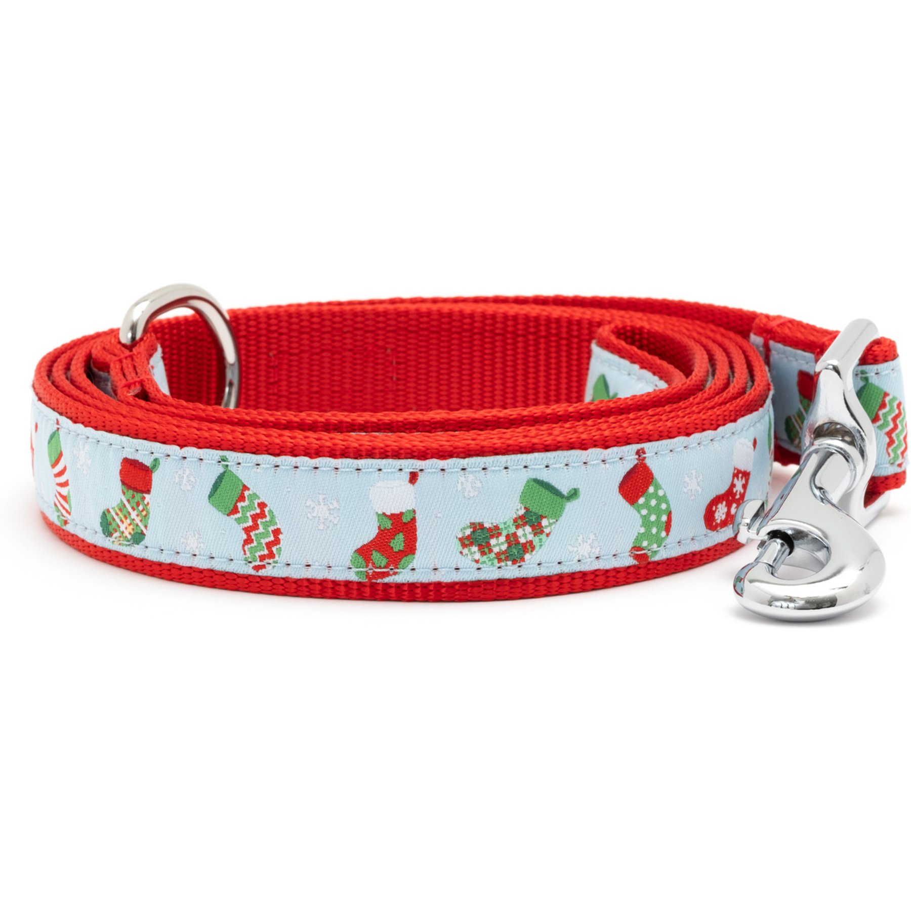 The Worthy Dog Stockings Were Hung Lead Standard Dog Leash, Blue, Small: 5-ft long, 5/8-in wide