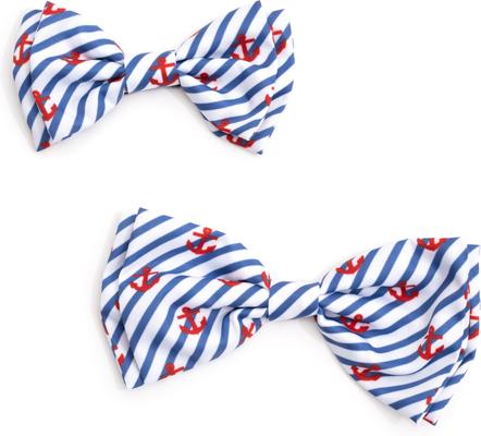 Show full view: The Worthy Dog Stripe Anchors Dog Bow Tie, Navy, Large slide 2 of 3