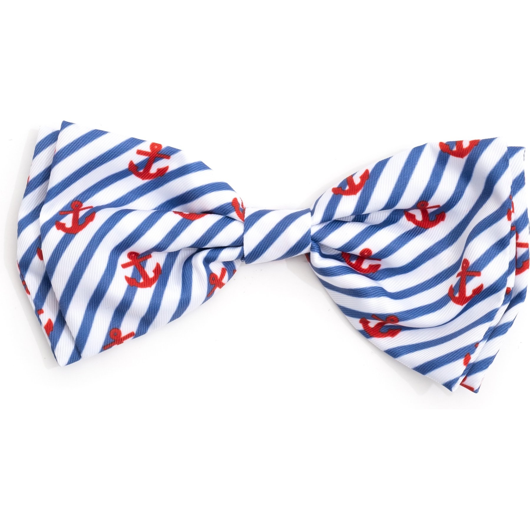 The Worthy Dog Stripe Anchors Dog Bow Tie, Navy, Small