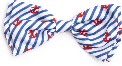Show full view: The Worthy Dog Stripe Anchors Dog Bow Tie, Navy, Small slide 1 of 3