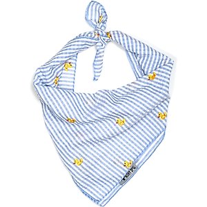 The Worthy Dog Stripe Rubber Duck Dog Bandana, Light Blue, Large