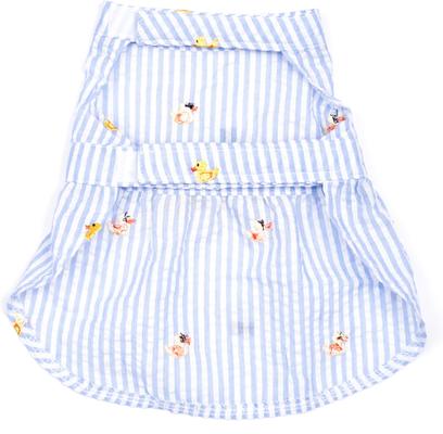 Show full view: The Worthy Dog Stripe Rubber Duck Dog Dress, Light Blue/White, Small slide 4 of 4