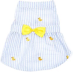 The Worthy Dog Stripe Rubber Duck Dog Dress, Light Blue/White, X-Large