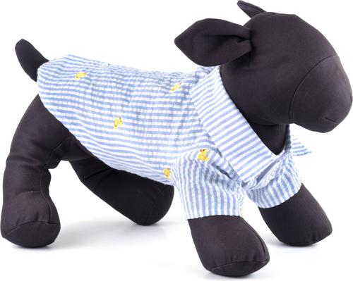 Show full view: The Worthy Dog Stripe Rubber Duck Dog Shirt, Light Blue/White, Large slide 2 of 3