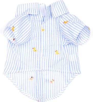 Show full view: The Worthy Dog Stripe Rubber Duck Dog Shirt, Light Blue/White, XX-Large slide 3 of 3