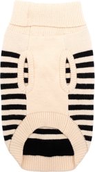 The Worthy Dog Stripe Turtleneck Dog Sweater, Cream/Black, Large slide 2 of 3