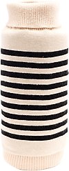 The Worthy Dog Stripe Turtleneck Dog Sweater, Cream/Black, Medium
