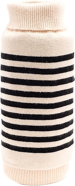 Show full view: The Worthy Dog Stripe Turtleneck Dog Sweater, Cream/Black, Medium slide 1 of 3